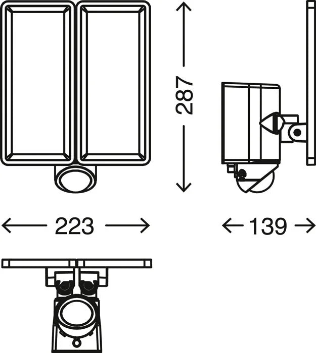 LED Fluter 2flg mit Bewegungssensor im Hochformat für Außen weiß 1200 Lm IP44