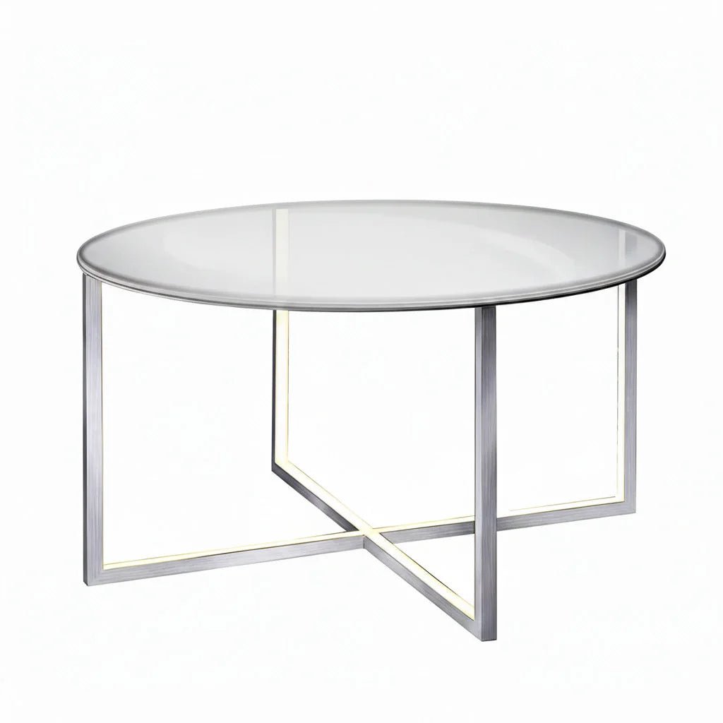 Beleuchteter LED Couchtisch Tavola mit Glasplatte rund 80cm