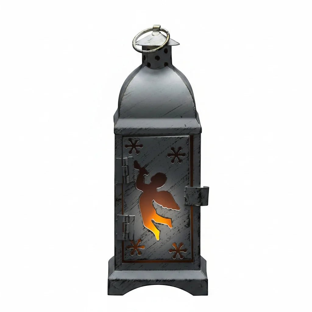 Klassische Tischlaterne Engel 19cm Landhaus Teelicht Weiß Teelichthalter Deko Weihnachten X-mas – Windlicht / Teelichtglas – 