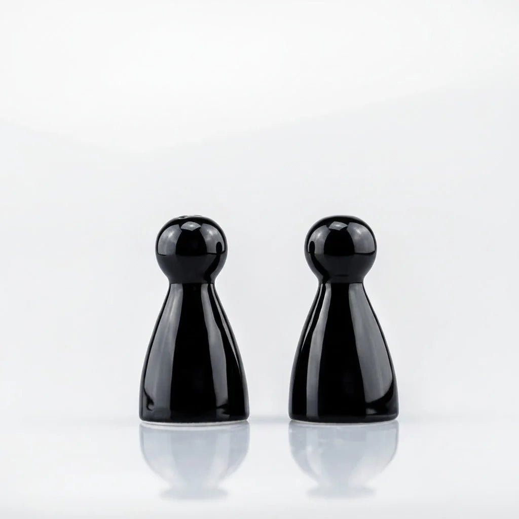 Schwarz Peppy & Sally 8cm Salzstreuer Pfefferstreuer 2er Set Porzellan – stilvolles Wohnaccessoire & Dekoartikel aus Europa