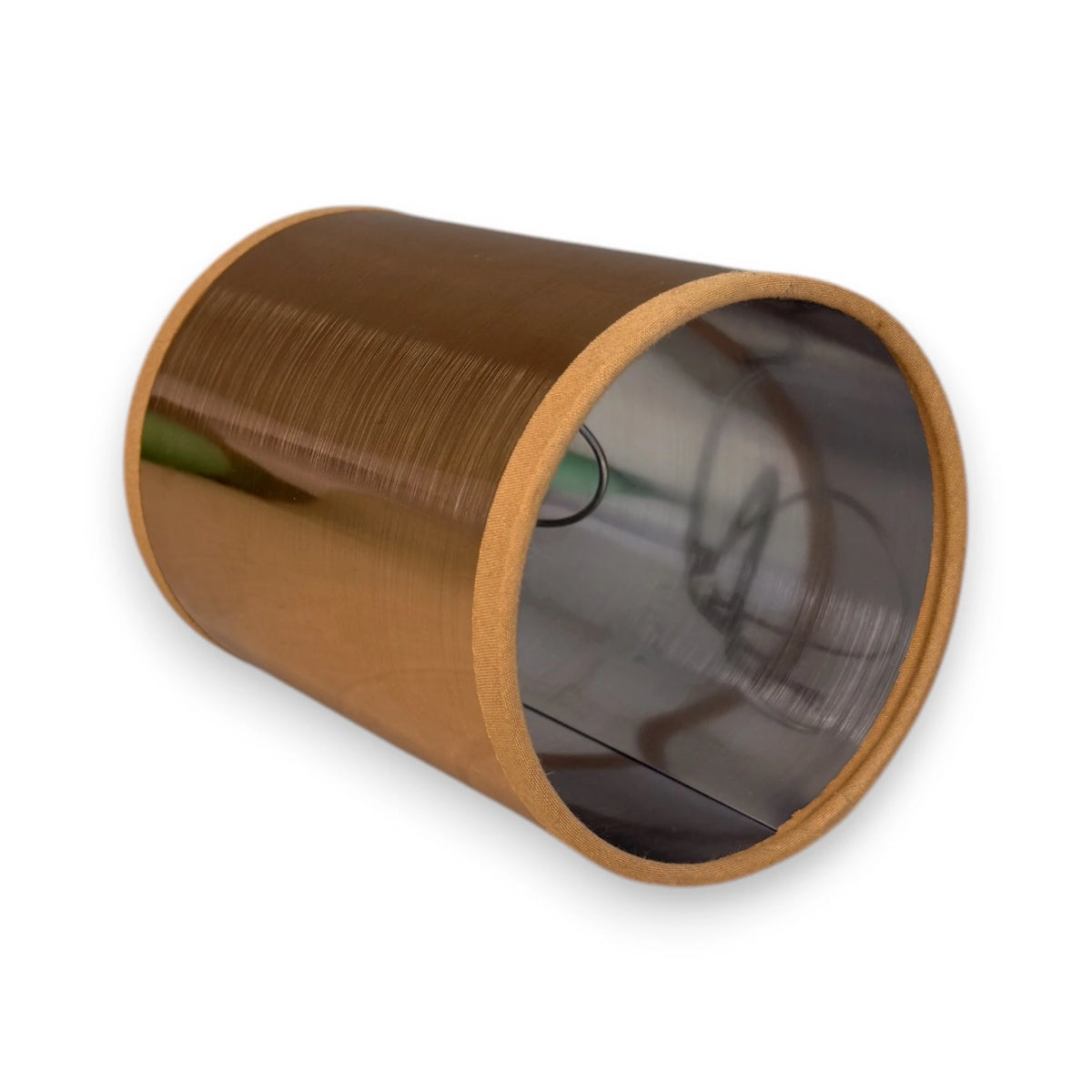 Seitliche Ansicht des Light & Living Klemm-Lampenschirms in glänzendem Gold-Kupfer, zylindrische Form