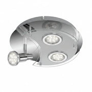 LED Deckenlampe 3x GU10 1x schwenkbar Glas matt Chrom Halbmond-Glas – Deckenleuchte dimmbar, GU10