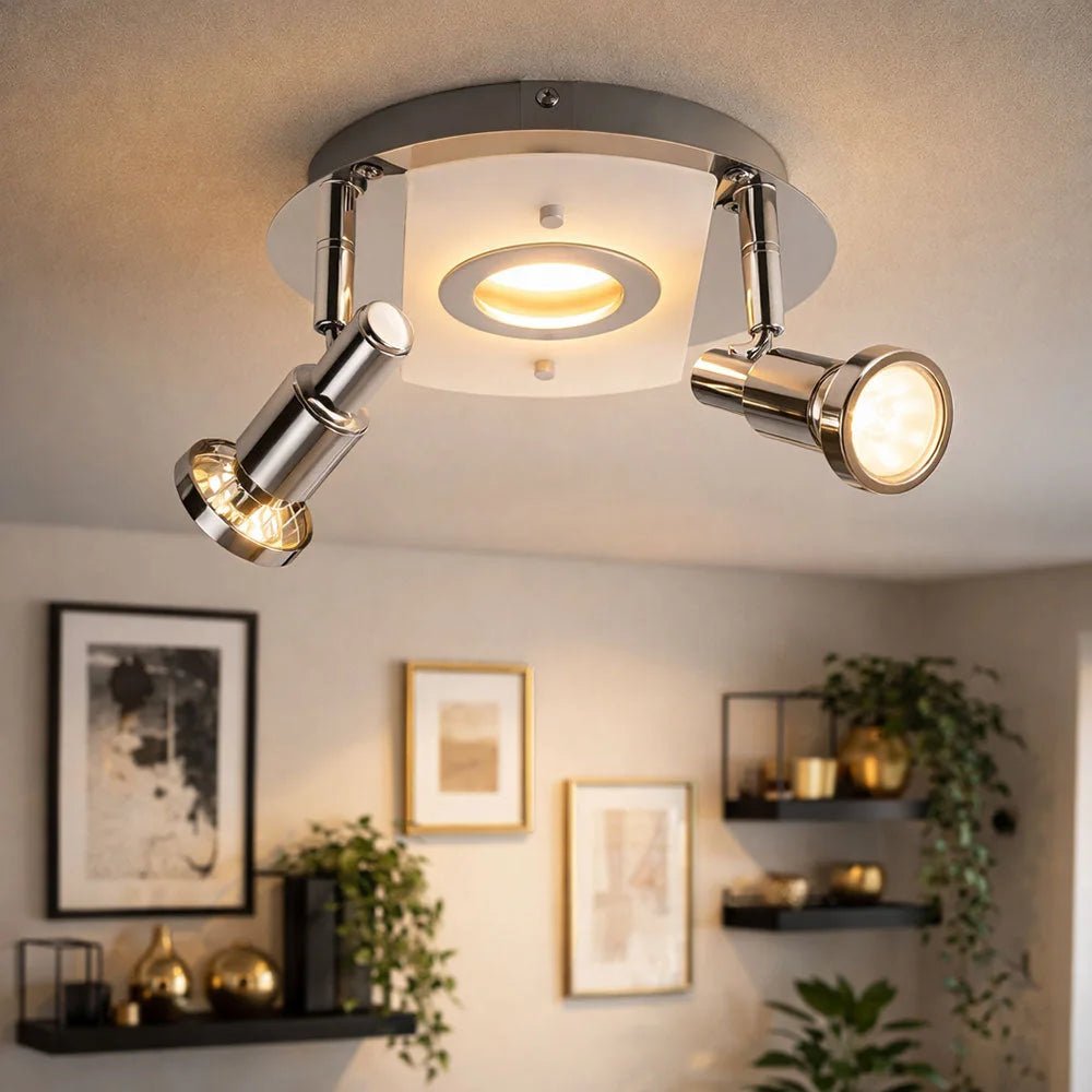 LED Deckenlampe mit beweglichen Strahlern Chrom 20cm – Strahler / Spotbeleuchtung