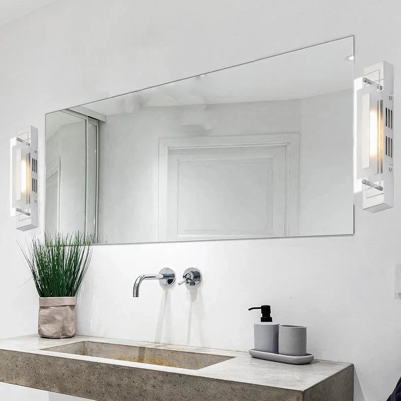 Längliche LED Wandlampe mit Glas 30cm Chrom modern