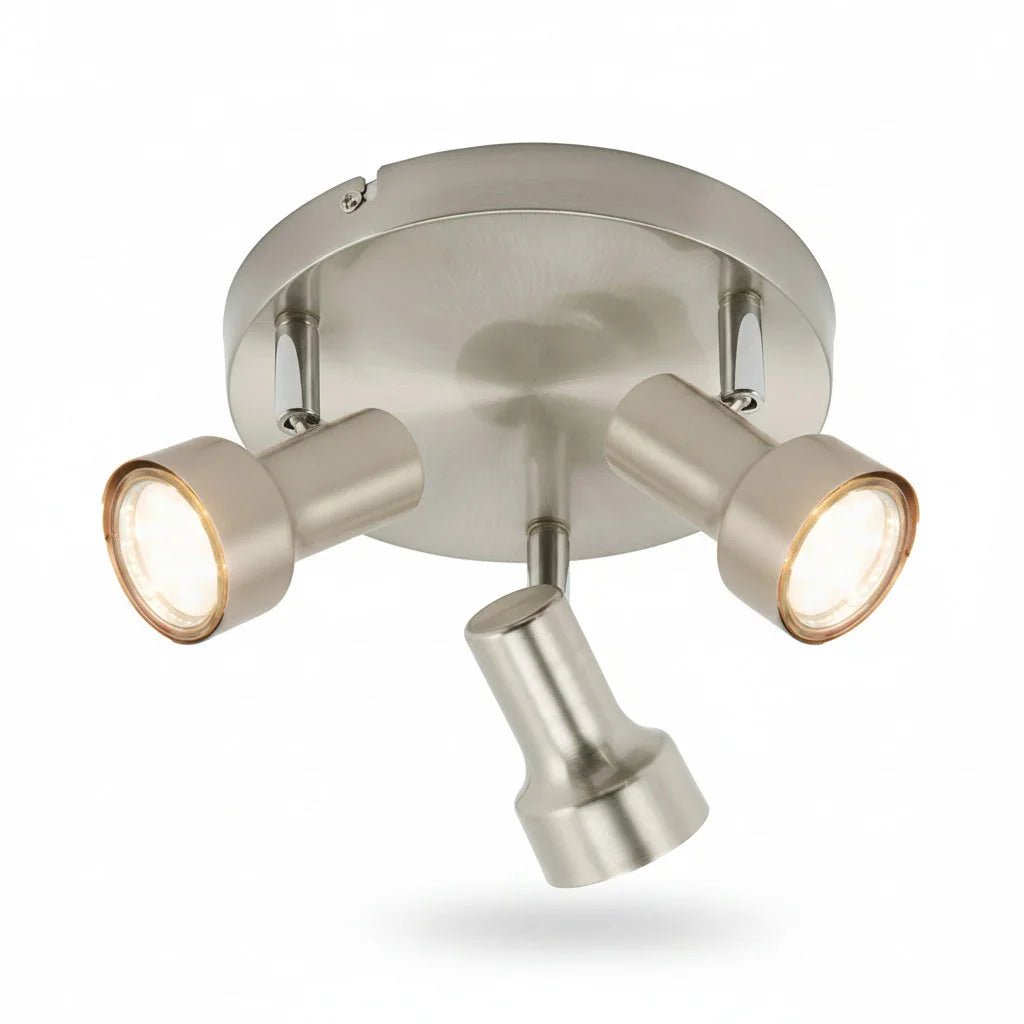 Runder Deckenstrahler SUB 3flg Rondell nickel-matt inkl. GU10 LED schwenkbar – Strahler / Spotbeleuchtung