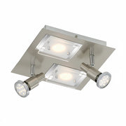 LED Deckenleuchte flach eckig COMBINATA 4flg nickel matt – Deckenleuchte dimmbar, GU10