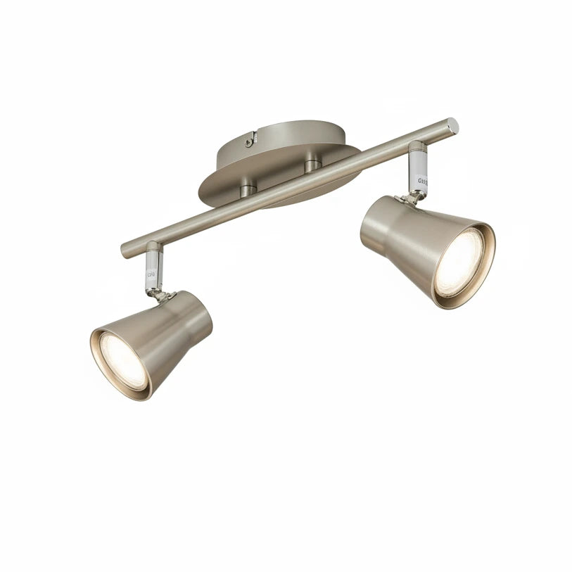 LED Spotbalken 2flg nickel-matt schwenkbar inkl GU10 FOUR – Strahler / Spotbeleuchtung