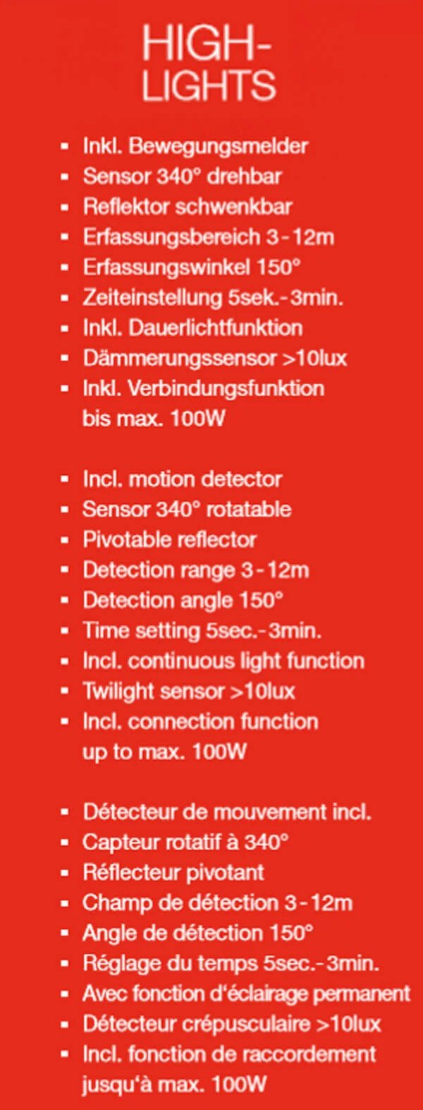 LED Fluter mit Bewegungssensor im Hochformat für Außen weiß 2600 Lm IP44