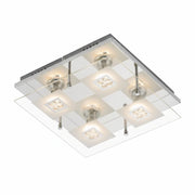 Eckige LED Deckenlampe Chrom mit Glas Glitzer inkl GU10 LED – Deckenleuchte dimmbar, GU10