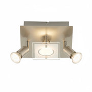 LED Deckenleuchte eckig mit Strahlern START 3flg nickel matt – Deckenleuchte dimmbar, GU10