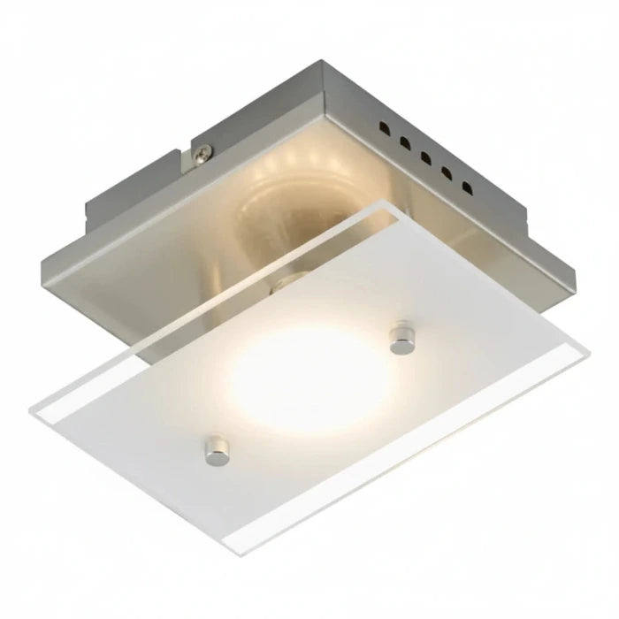 Kleine LED Wandlampe Deckenlampe aus Glas satiniert 12x15cm – Deckenleuchte dimmbar, GU10
