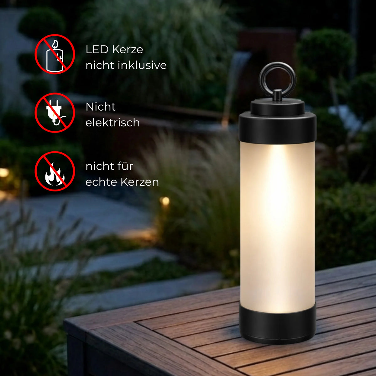 gartenlaterne mit erdspieß für led teelicht windlicht mit stab ohne strom für akku batterie wegleuchte elle schwarz gefrostet