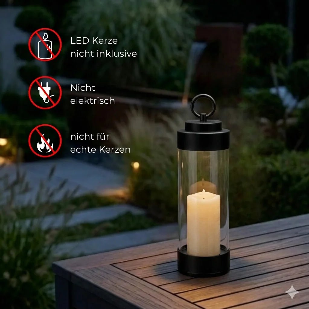 stablaterne gartenlicht mit erdspieß für led teelichter batteriebetrieben windlicht mit stab für blumenbeet grablampe wegeleuchte ohne strom elle schwarz klar 53183 sompex