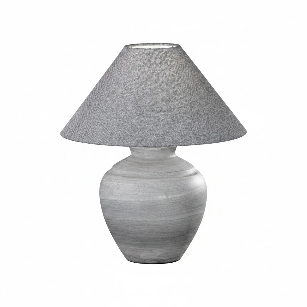 Keramik-Tischleuchte mit Textilschirm , Crock Tischlampe