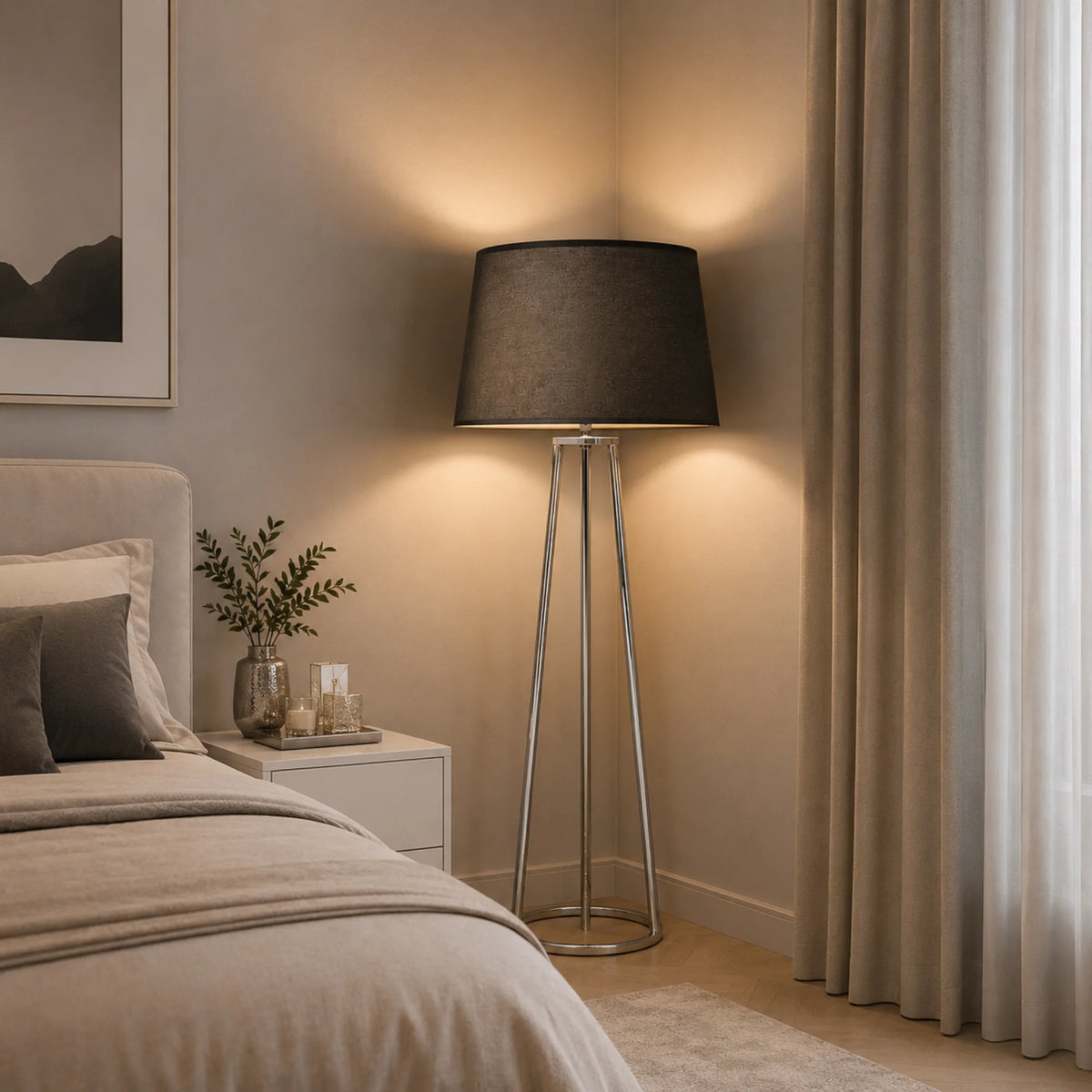 Stoffschirm für Schlafzimmer Stehlampe
