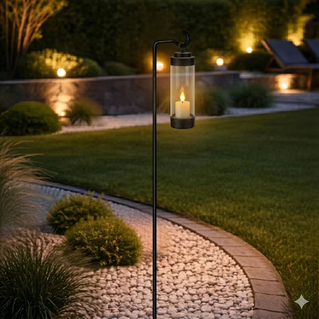 stablaterne gartenlampe außenbeleuchtung ohne strom gartenlaterne mit erdspieß für led teelichter windlicht mit stab für blumenbeet grablampe wegeleuchte ohne strom elle schwarz klar 53183 sompex