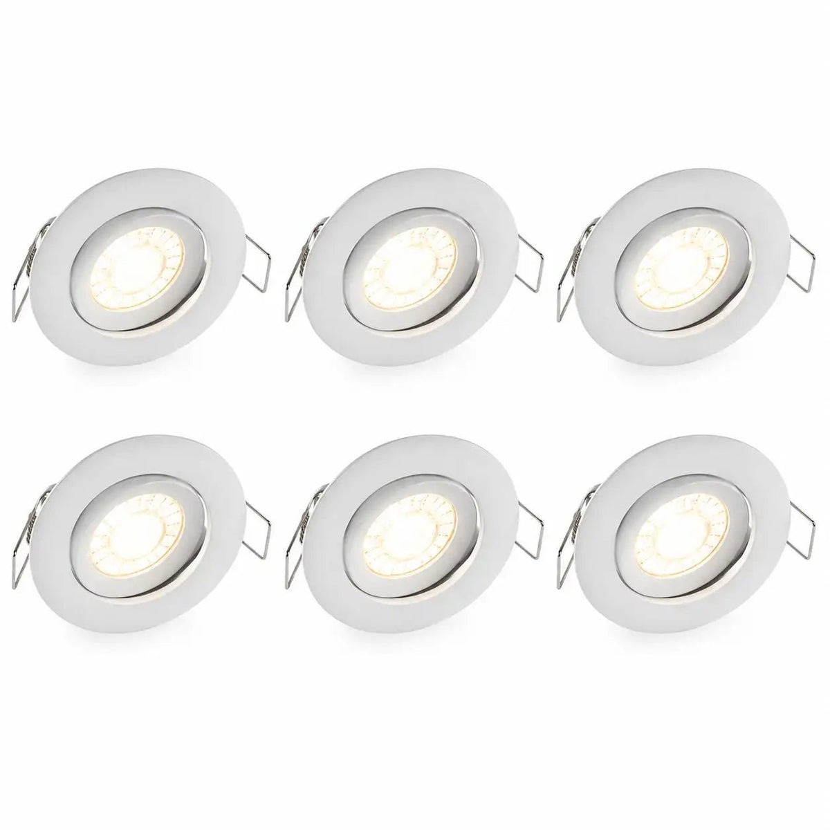 6er Set LED Einbauleuchten GU10 schwenkbar 70mm weiß inkl. LED 4W IP23 brilliant ag franca HK14715S05