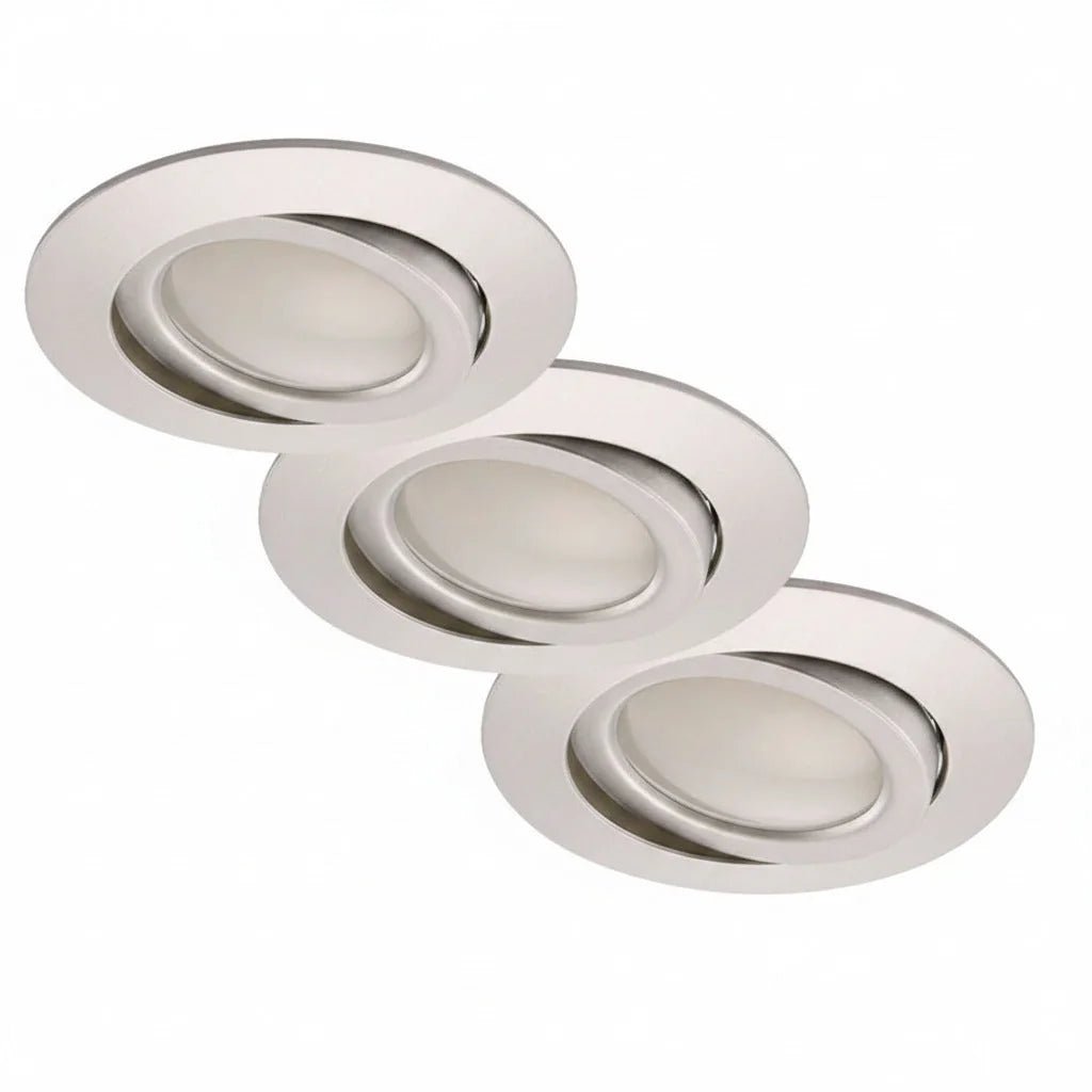 3x LED Einbauspot dimmbar per Schalter schwenkbar Alu 68mm – Einbaustrahler IP23, schwenkbar, dimmbar, 68mm