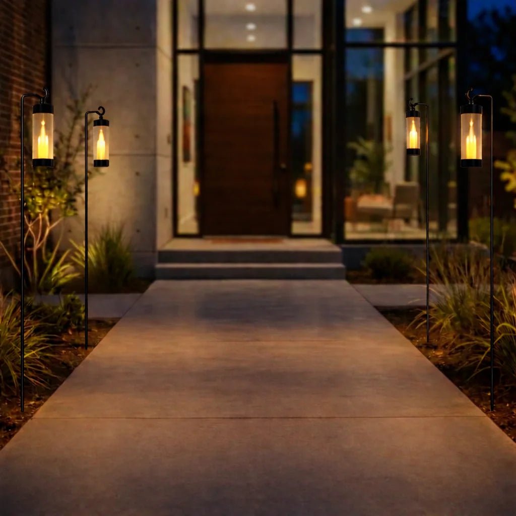 stablaterne gartenlaterne mit erdspieß für led teelichter windlicht mit stab für grabkerze für blumenbeet grablampe wegeleuchte ohne strom elle schwarz klar 53183 sompex