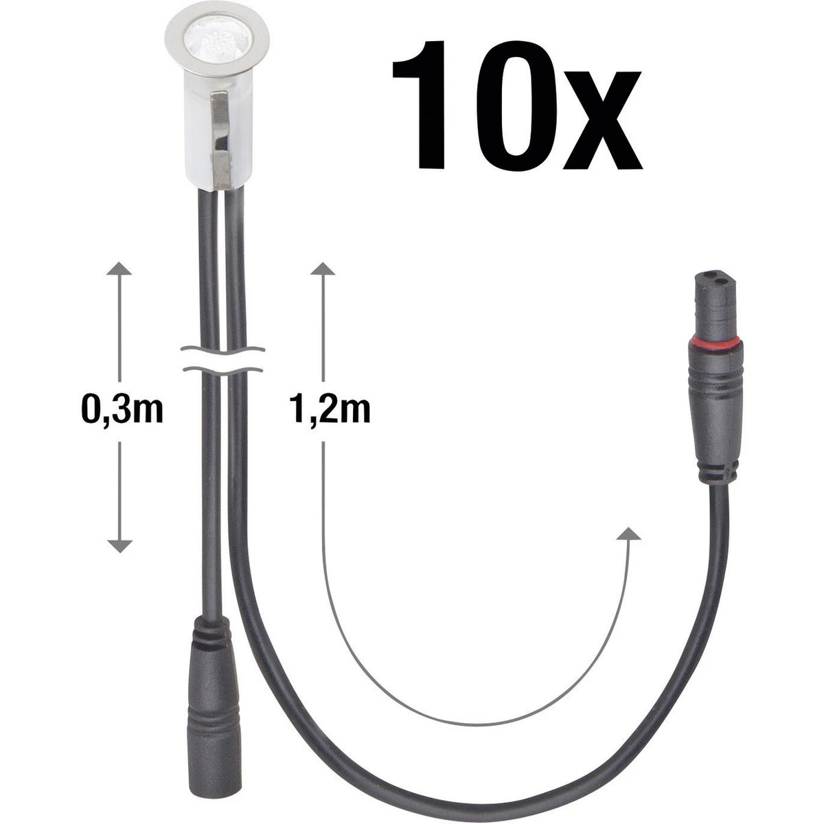Mini LED Sternenhimmel Einbaustrahler 10er Set mit Edelstahlrahmen und warmweißem Licht