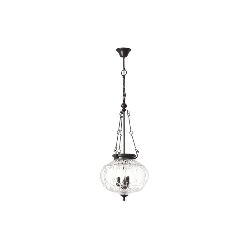 Brilliant Helyn 3-flammige Pendelleuchte im Vintage-Landhausstil aus braunem Metall und klarem Glas