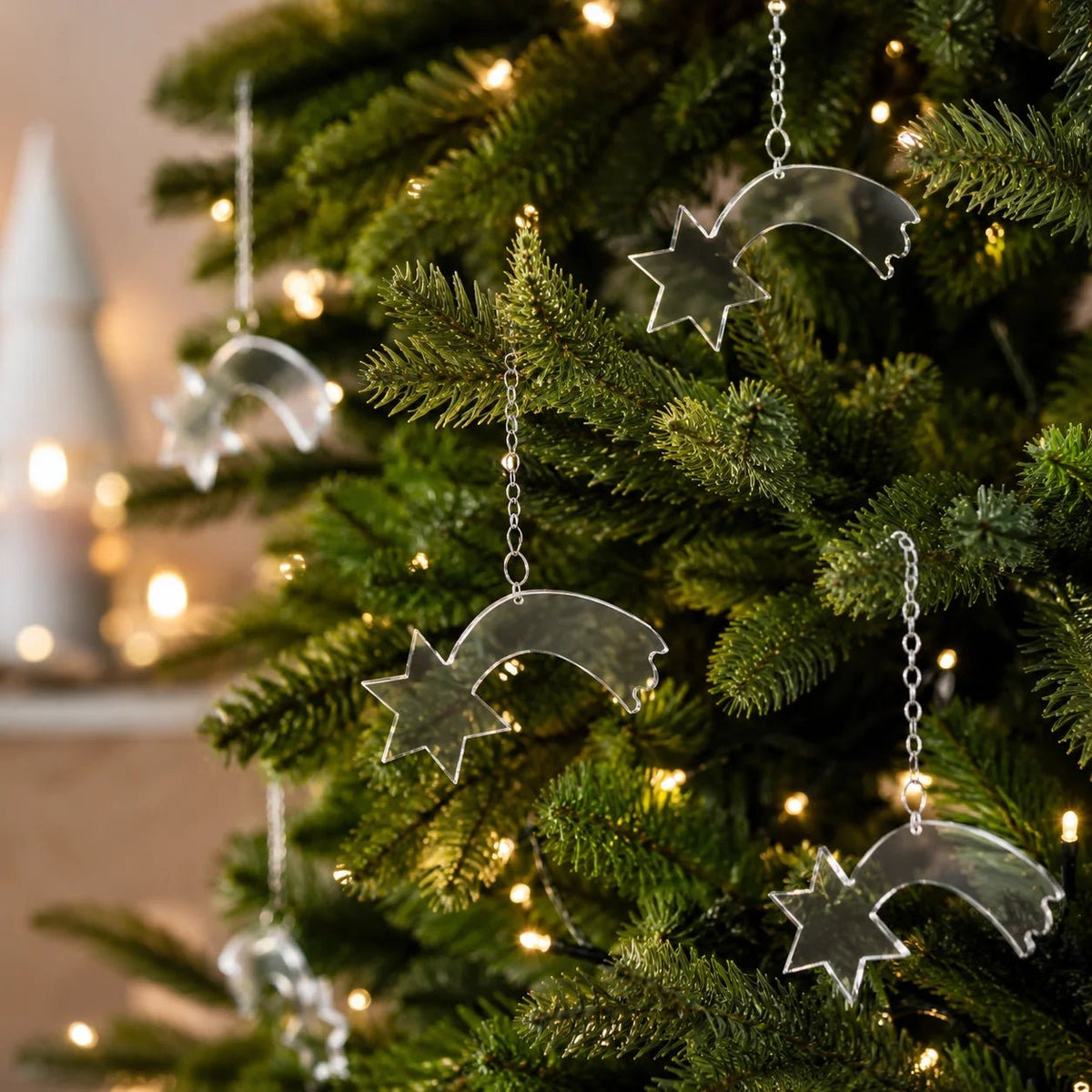 Christbaum Behang Sternschnuppe klar Acryl – Fensterhänger 