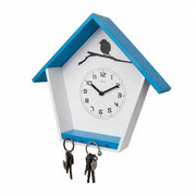Die Holz Wanduhr mit Schlüsselbrett Cuckey Blau 