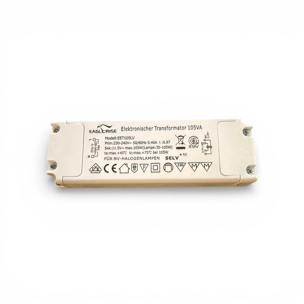 EAGLERISE EET105LV Elektronischer Transformator 105VA 11,5V 35-105W für NV Halogenlampen
