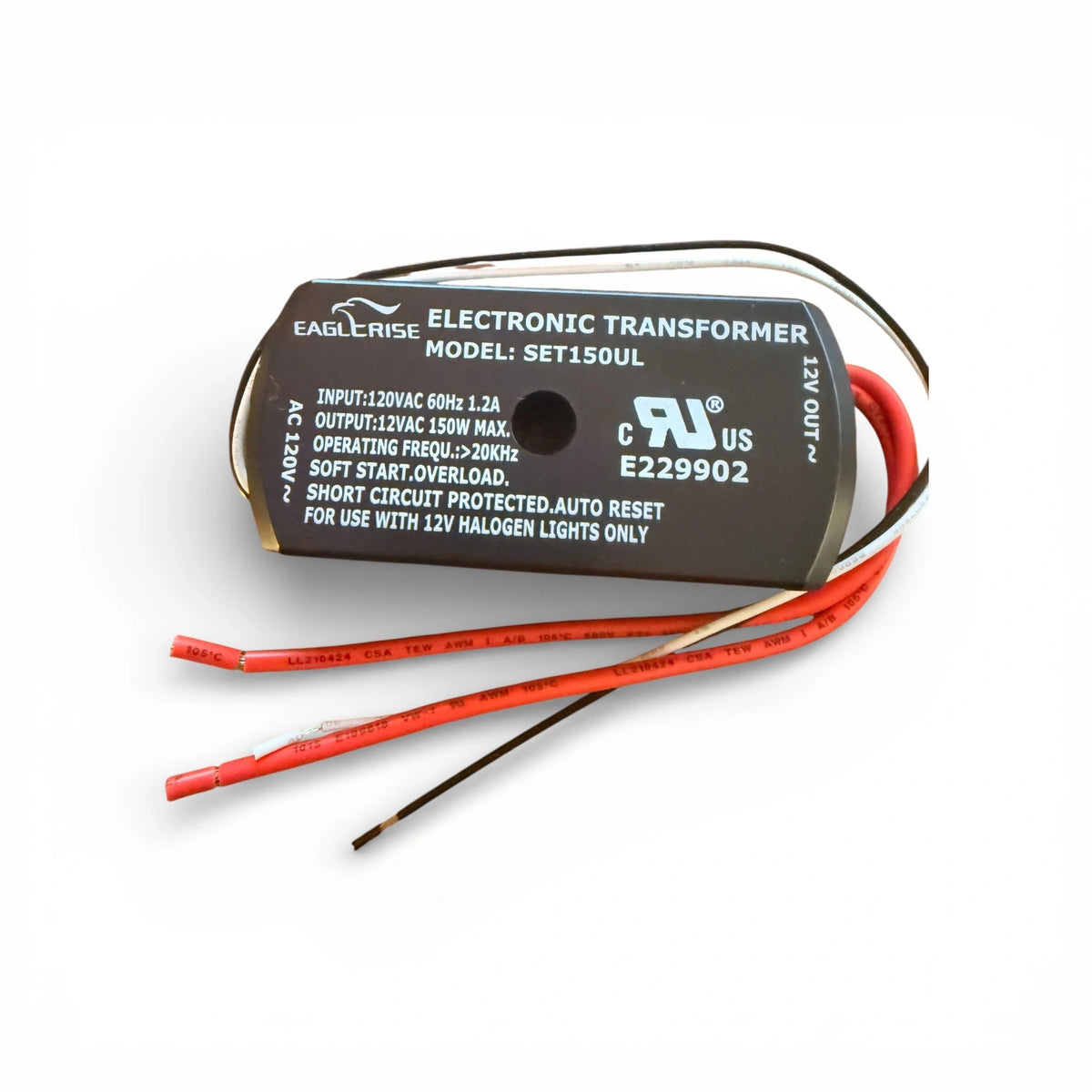 EAGLERISE SET150UL 150W elektronischer Transformator 120V auf 12V AC Step Down für 12V Halogenlampen