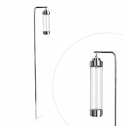 gartenlaterne mit erdspieß für led teelichter mit erdspieß chrom silber klares glas elle 53182 sompex