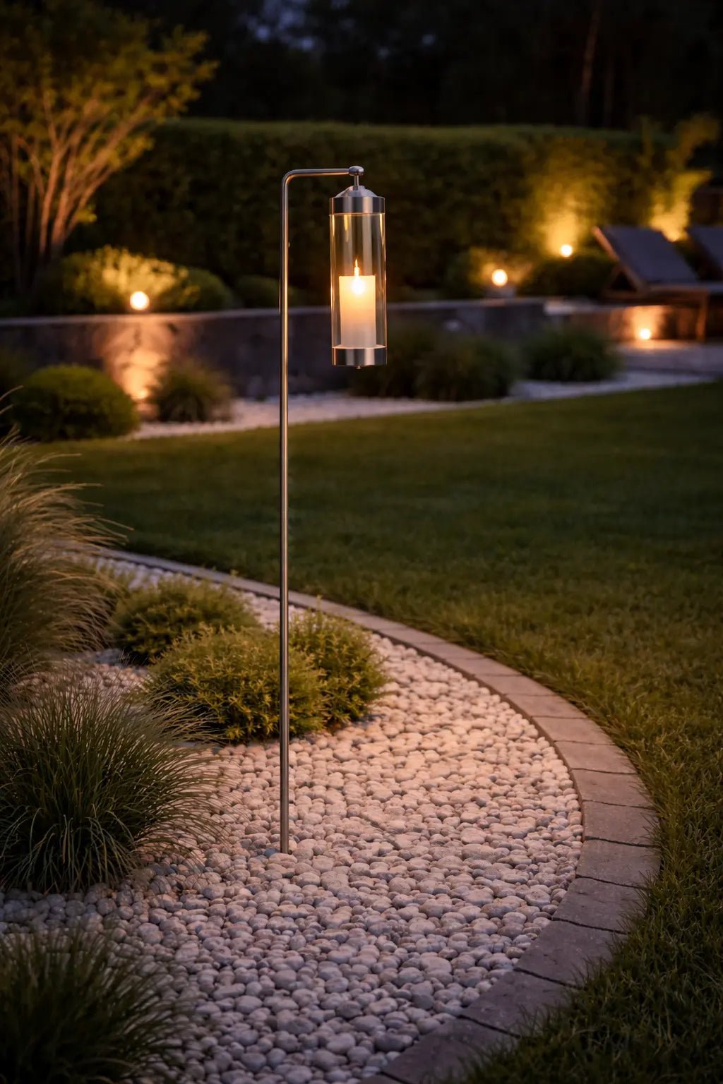 gartenlaterne mit erdspieß für led teelichter mit erdspieß wegeleuchte außen ohne strom für blumenbeet chrom silber klares glas elle 53182 sompex