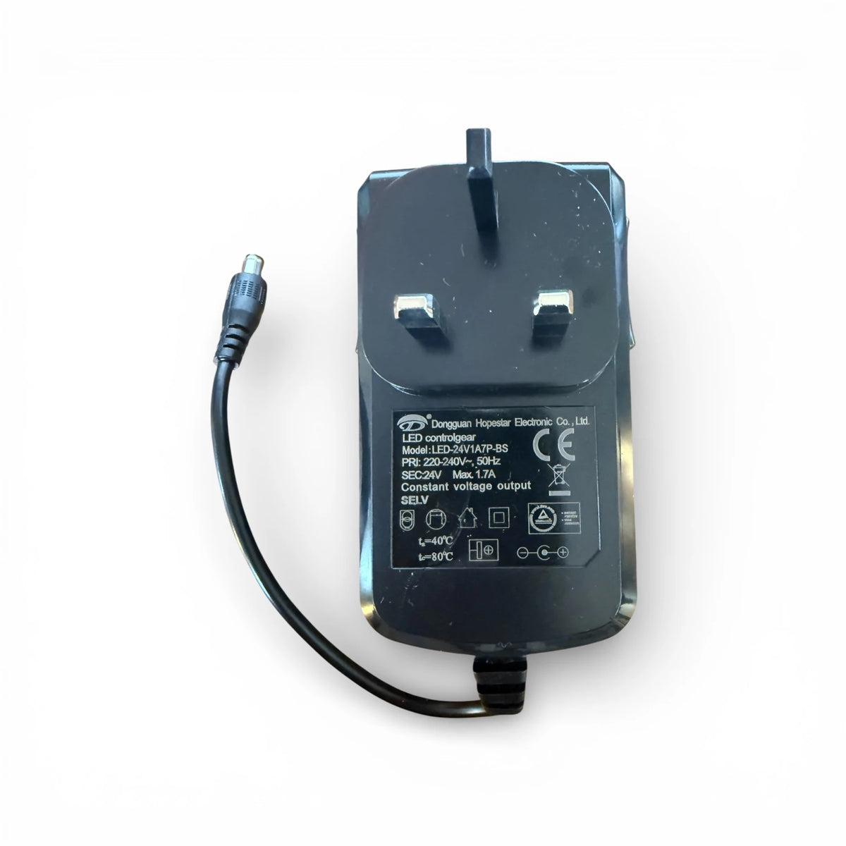 Dongguan Hopestar LED-24V1A7P-BS 24V 1,7A 40W LED Netzteil mit britischem UK Stecker Typ G