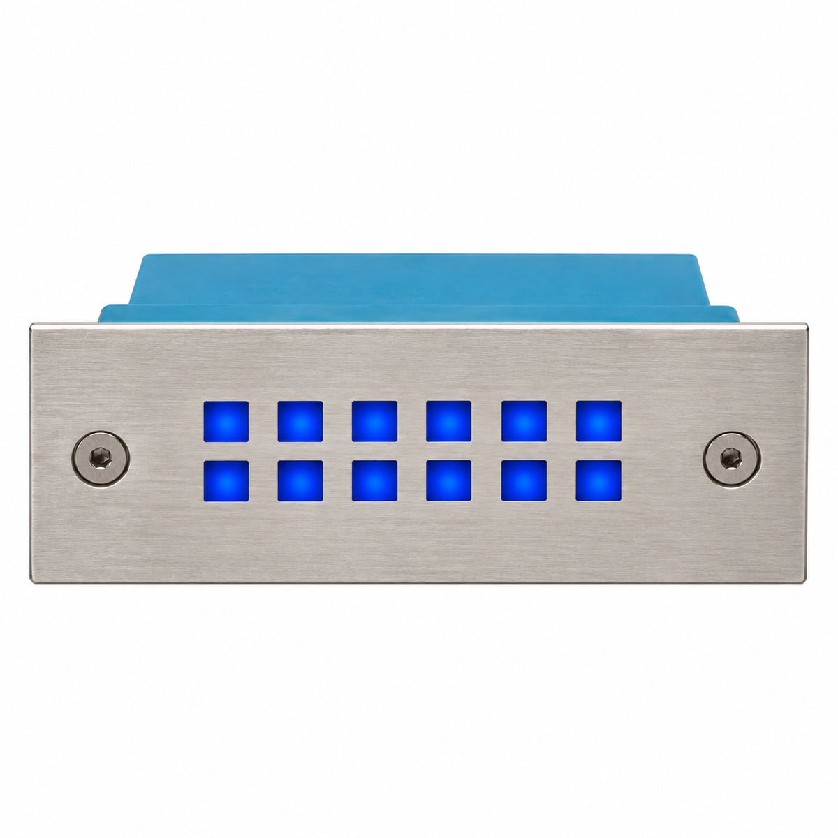 Einbauleuchte Edelstahl mit 12 blau leuchtenden LED-Öffnungen apollo lightling led6 blau
