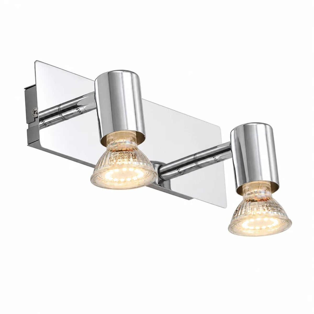 LED-Spotleuchte Chrom 2-flammig – Eingeschaltet-Saasil.de