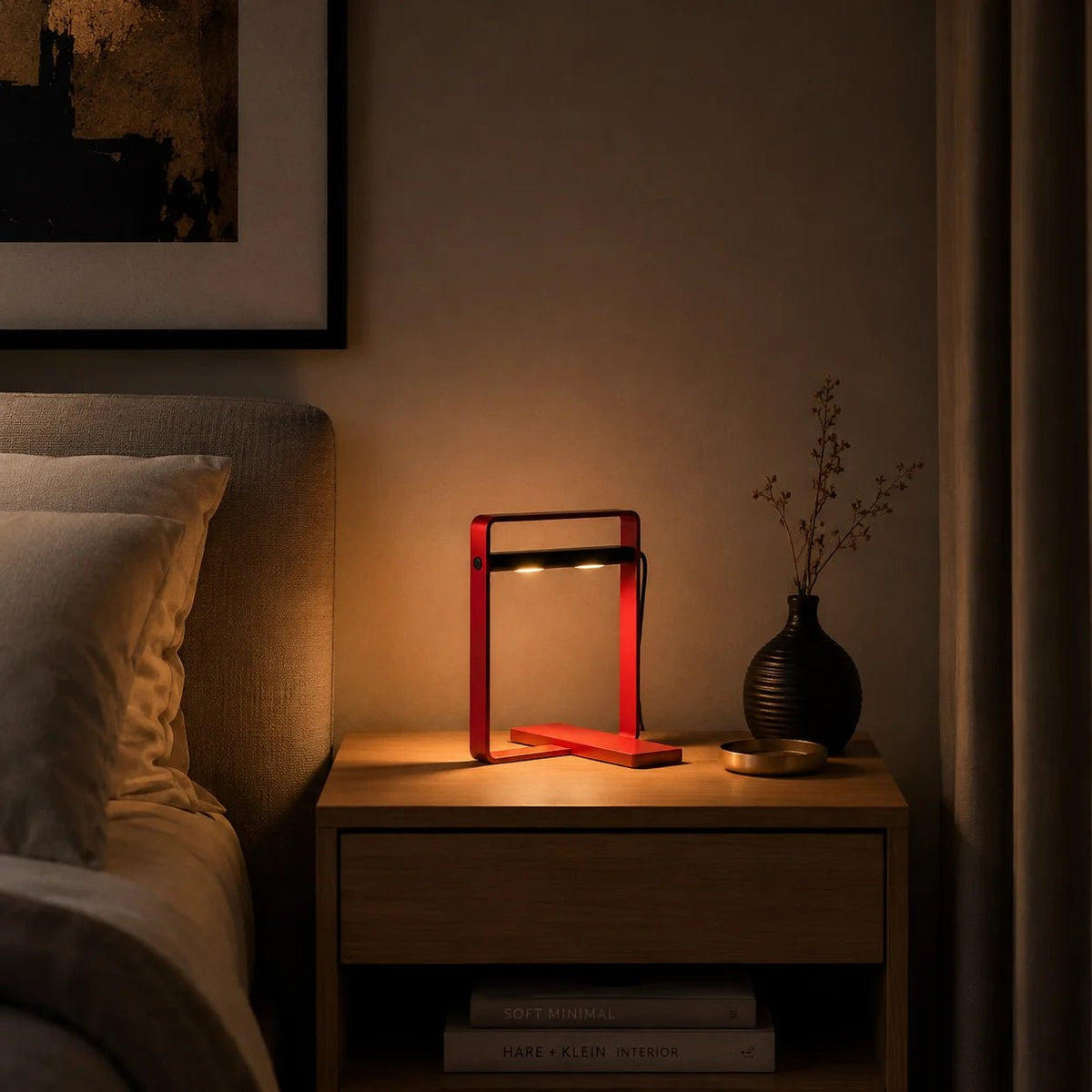 Moderne Design-LED-Tischleuchte ORING in Rot von Segno