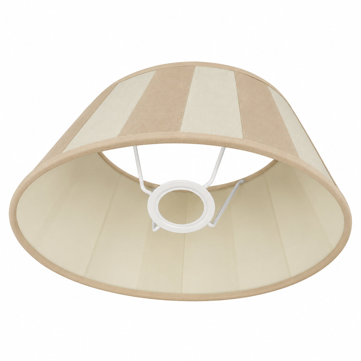Lampenschirm E27 oval - Creme Beige getreift - 22 cm breit, 14 cm hoch fur Tischlampe