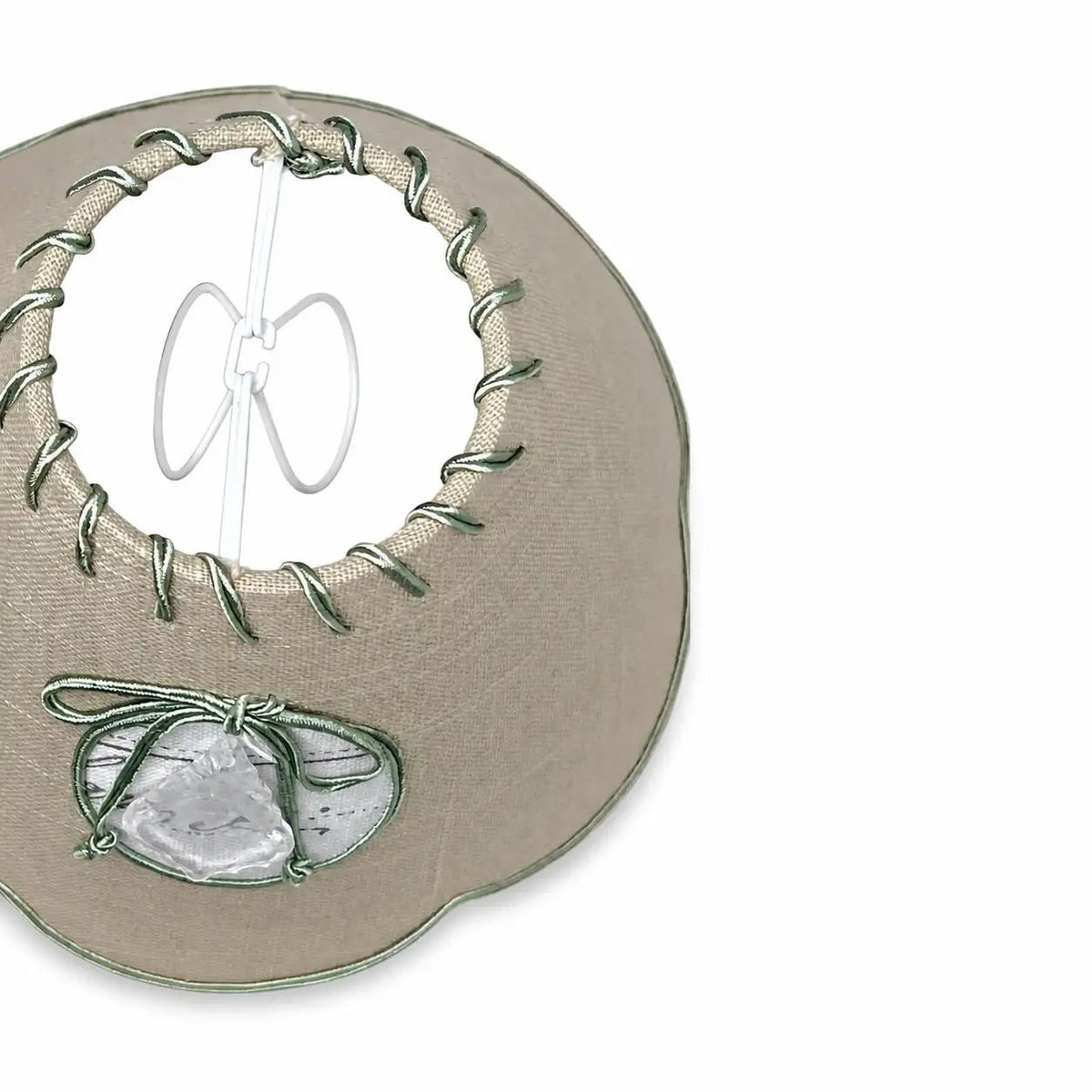 Kleiner Light & Living Lampenschirm in Naturbeige-Grün mit dekorativer Schleife
