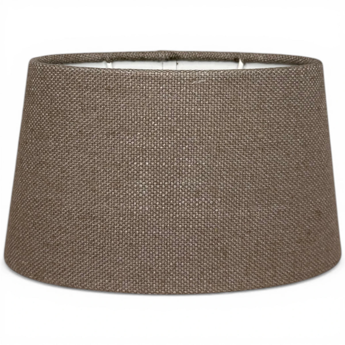 Ovaler Lampenschirm in Lever Taupe aus Stoff, Frontansicht