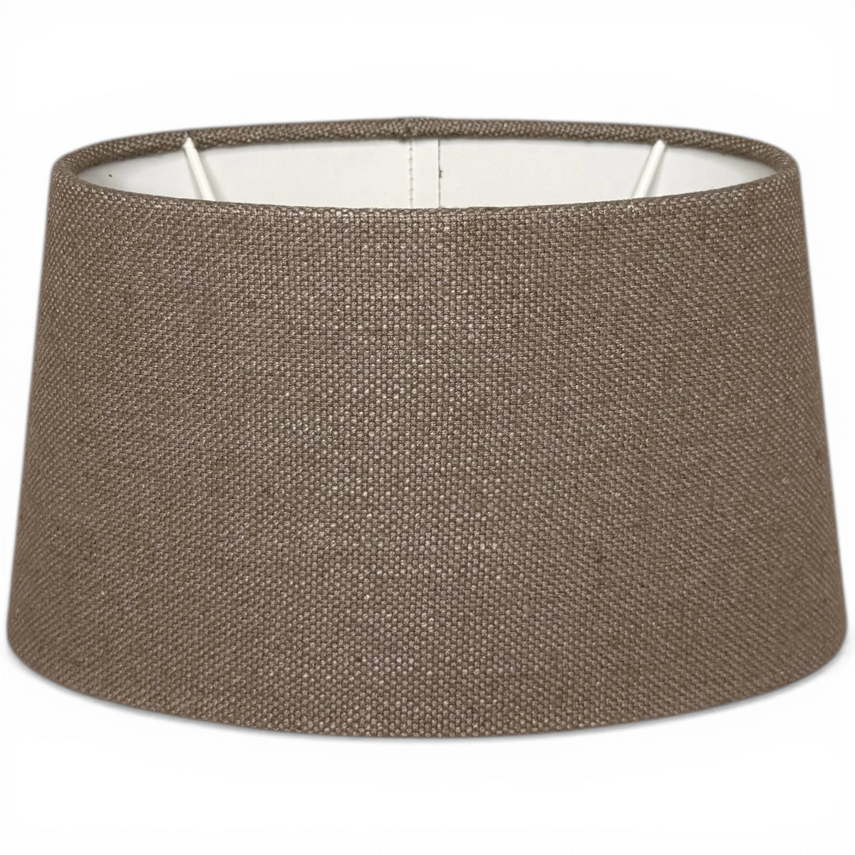 Ovaler Lampenschirm in Lever Taupe aus Stoff, Frontansicht