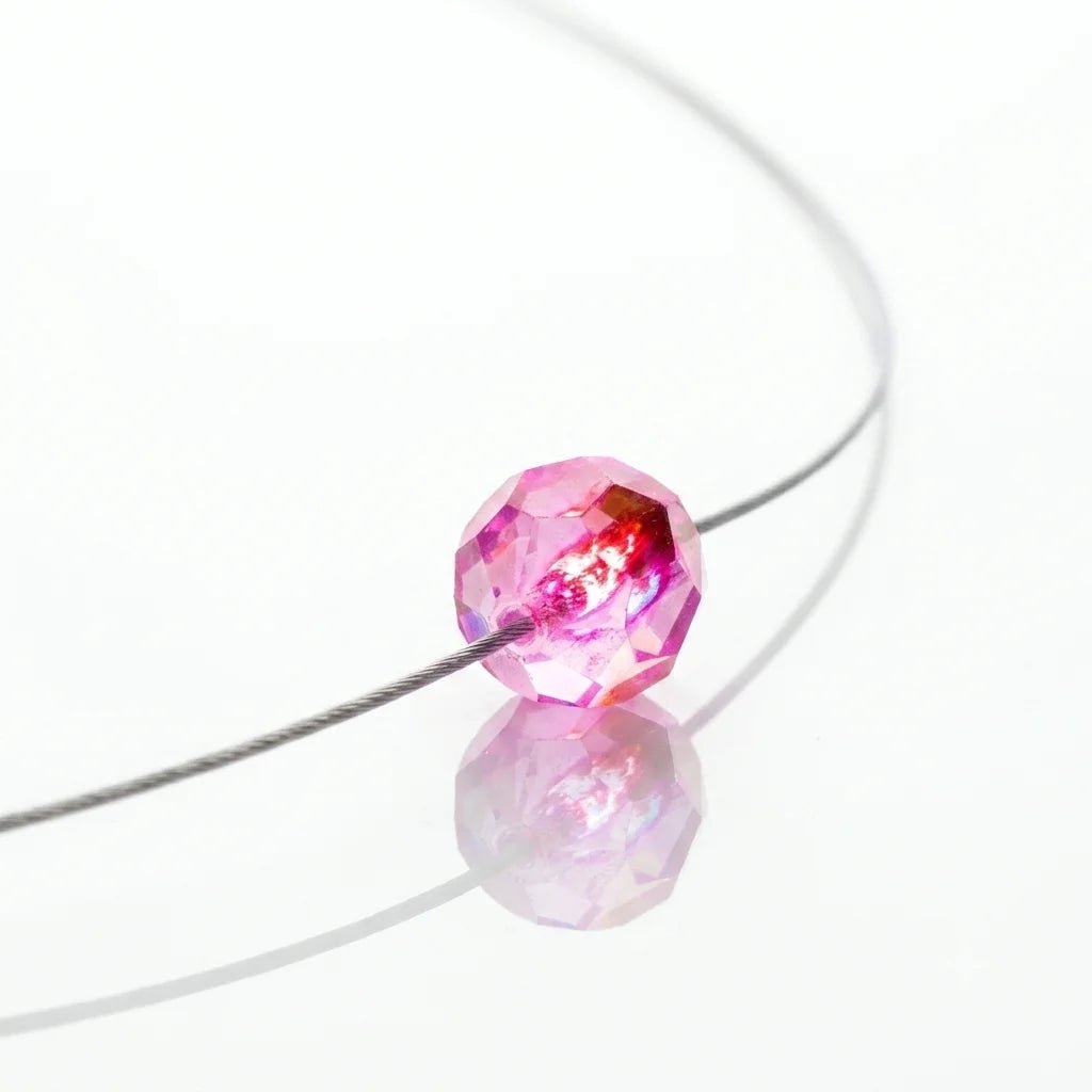 LED Halskette Ball Pink mit Swarovski® Elements auf Edelstahlband
