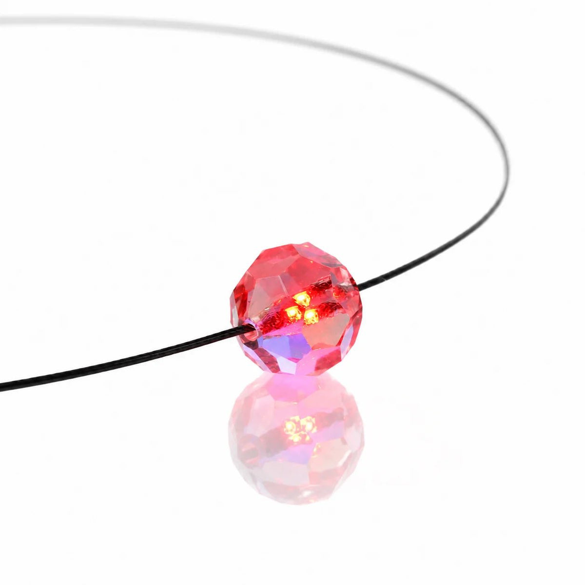 Leuchtende Halskette – Ball (geschliffen) – Rot – Swarovski® Elements