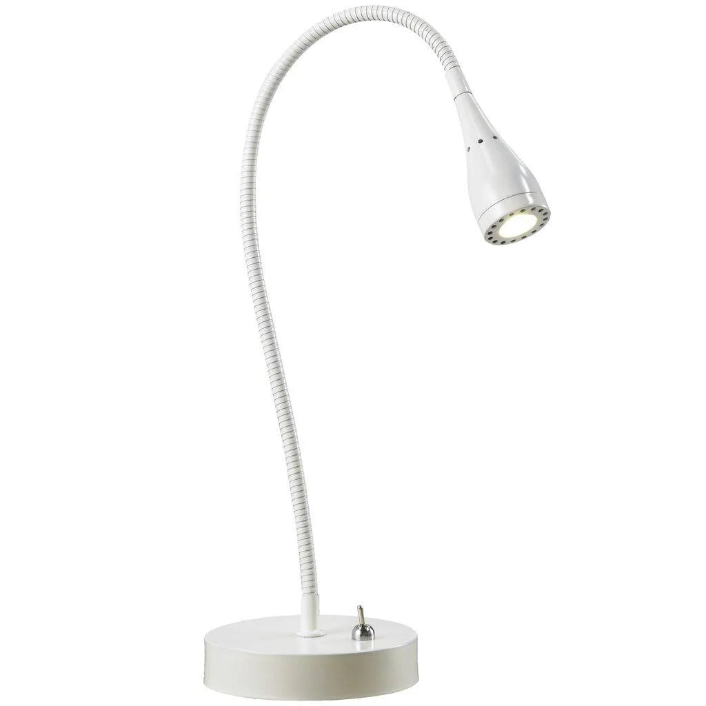 Nordlux Mento LED-Tischleuchte Weiß mit vollständig biegbarem Flexarm im skandinavischen Design – 75525001