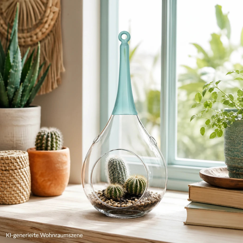 Sompex Taura hanglantaarn blauw – mondgeblazen glas – 8,5 × 15 × 30 cm
