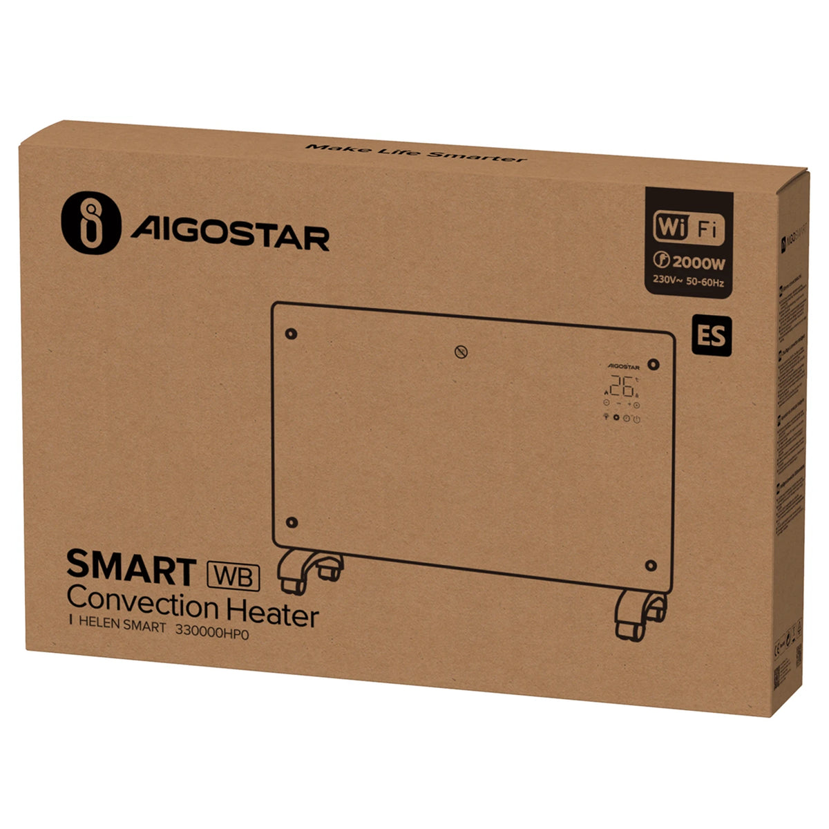 Aigostar smarter Heizkonvektor 2000 W – WLAN & Bluetooth, Touch, bis 20 m² – Verpackung