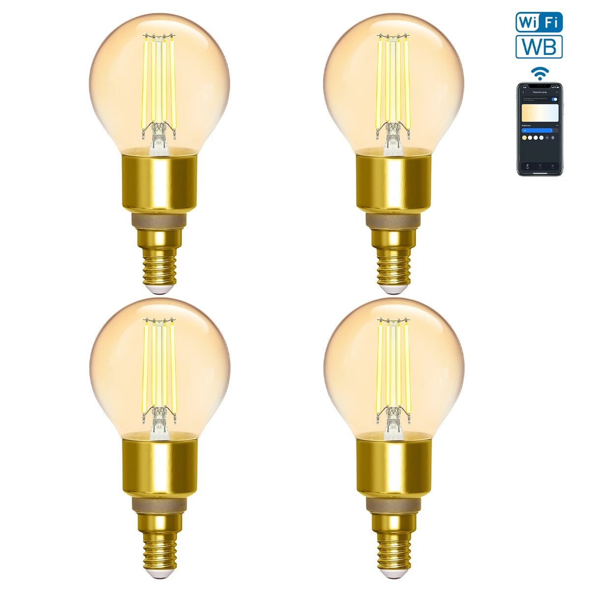 Aigostar smarte LED-Filamentlampen E14 G45 – 4er-Set, WLAN, 2700–6500 K – Hauptbild