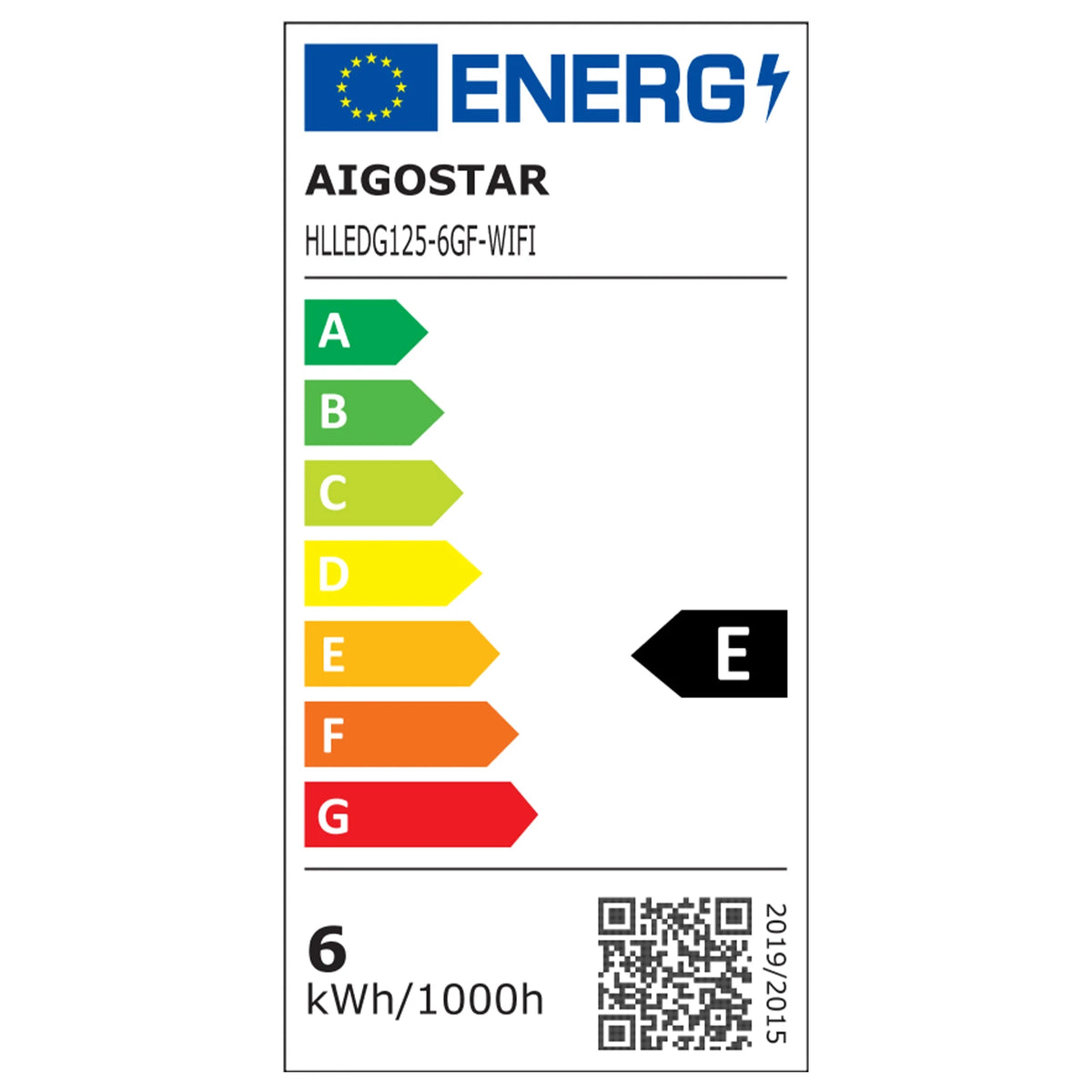 Aigostar smarte LED-Filamentlampe E27 G125 – Bernstein, WLAN, 6 W CCT – Energieetikett
