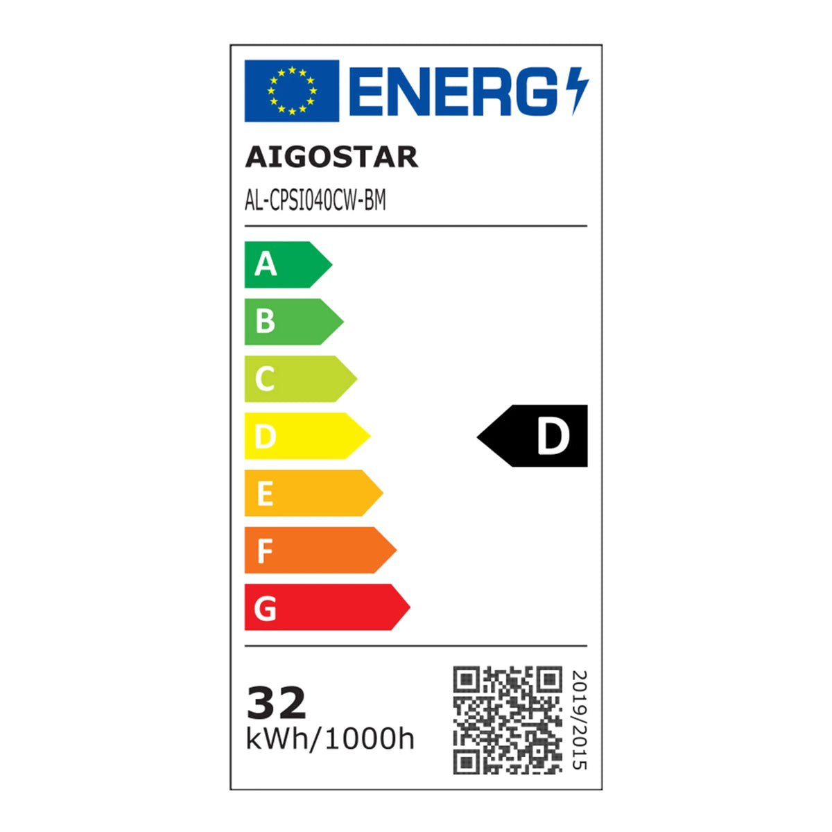 Aigostar Smart LED-Panel 595 × 595 mm – 36 W, CCT, Bluetooth Mesh – Energieetikett