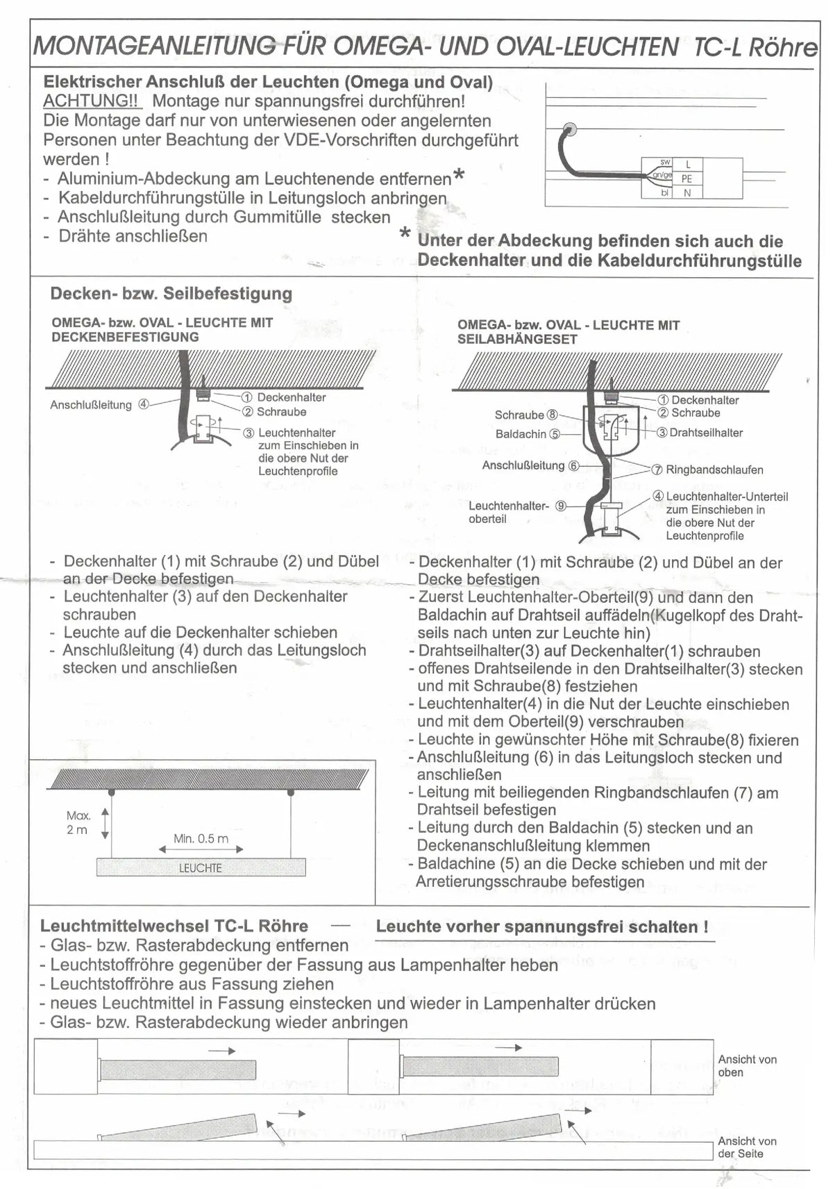 anleitung omega 24w evotec office line kompakt raster tc-l bür deckenlampe austauschbares leuchtmittel auch für seilabhängung auch als pendelleuchte mit vorschaltgerät 2g11 leuchtmittel 230V