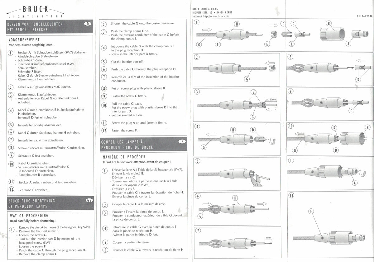 BRUCK Gebrauchsanleitung für 12V Steckerleuchten mit Spezial-Steckkontakt, Montage, Leuchtmittel und Sicherheitshinweisen