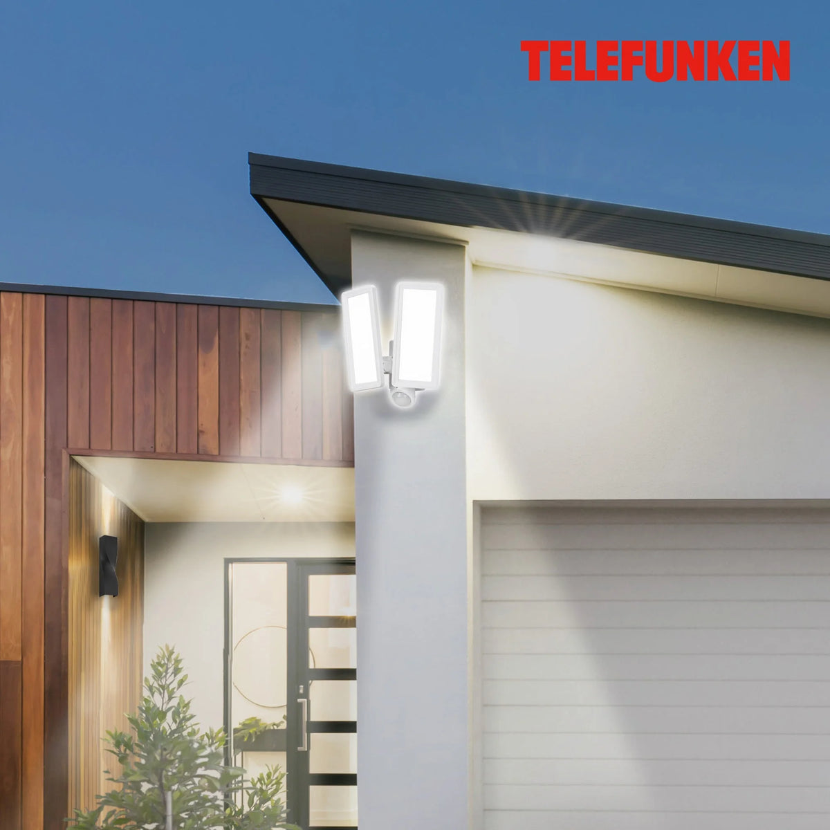 LED Fluter 2flg mit Bewegungssensor im Hochformat für Außen weiß 1200 Lm IP44